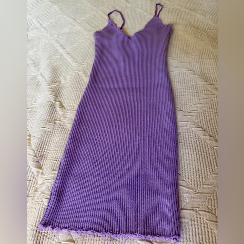 Better Be Lavender Ribbed Midi Dress